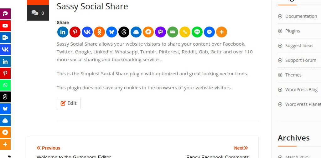 Social Sharing Plugin – Sassy Social Share ekran görüntüsü 1