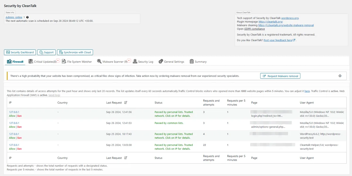 Security Plugin, Firewall & Malware Scanner with Auto Removal ekran görüntüsü 1