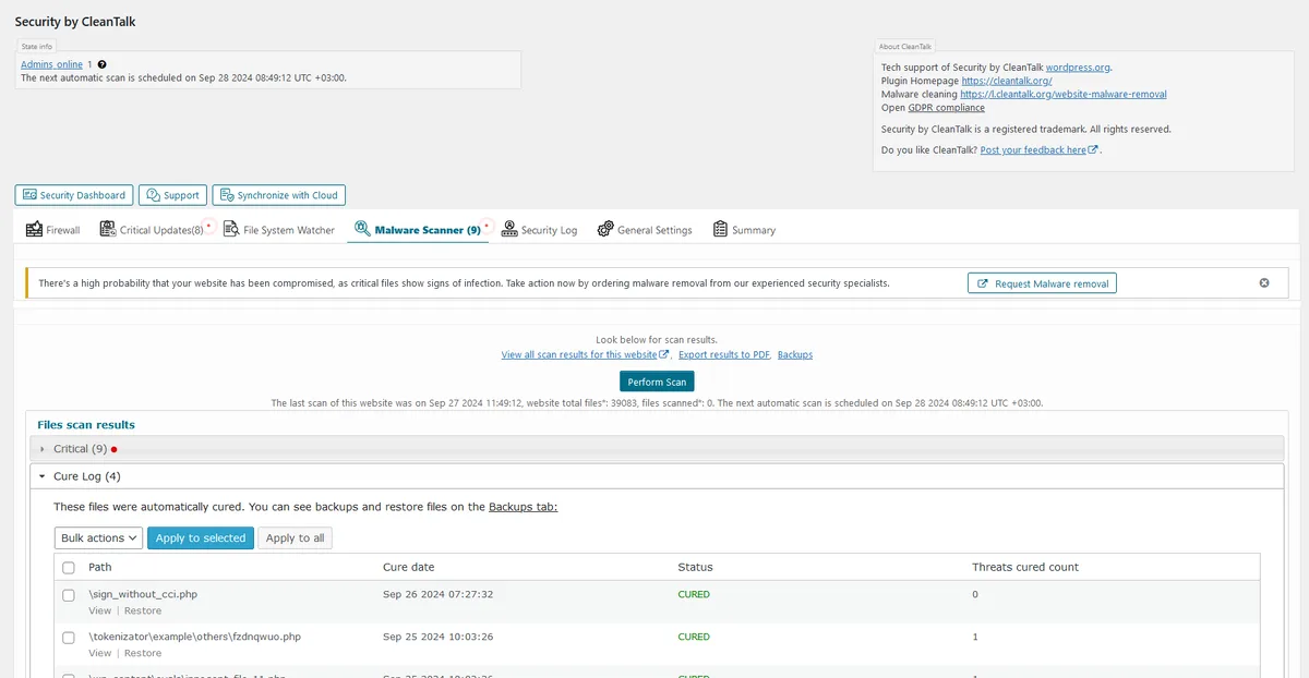 Security Plugin, Firewall & Malware Scanner with Auto Removal ekran görüntüsü 4