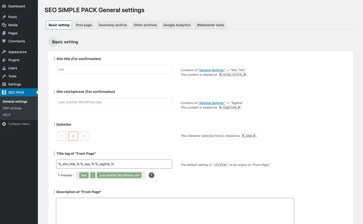 SEO SIMPLE PACK ekran görüntüsü 1
