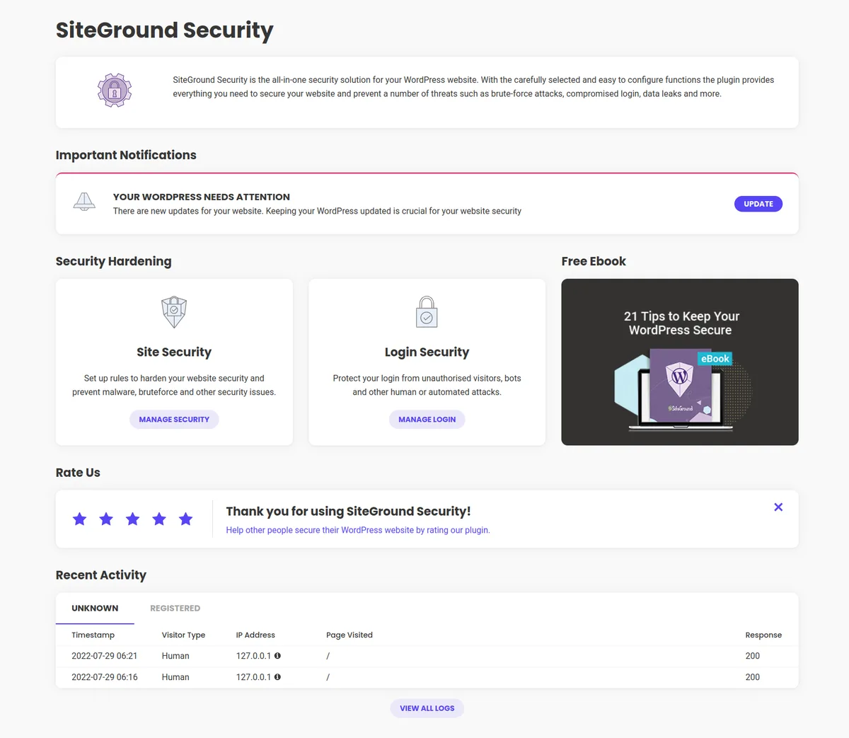 Security Optimizer – The All-In-One Protection Plugin ekran görüntüsü 1