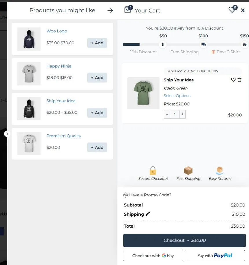 Side Cart Woocommerce | Woocommerce Cart ekran görüntüsü 1