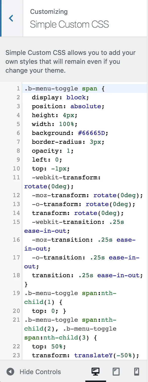Simple Custom CSS Plugin ekran görüntüsü 2