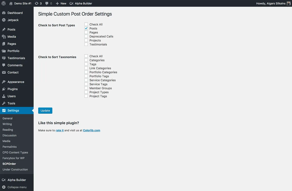 Simple Custom Post Order ekran görüntüsü 3