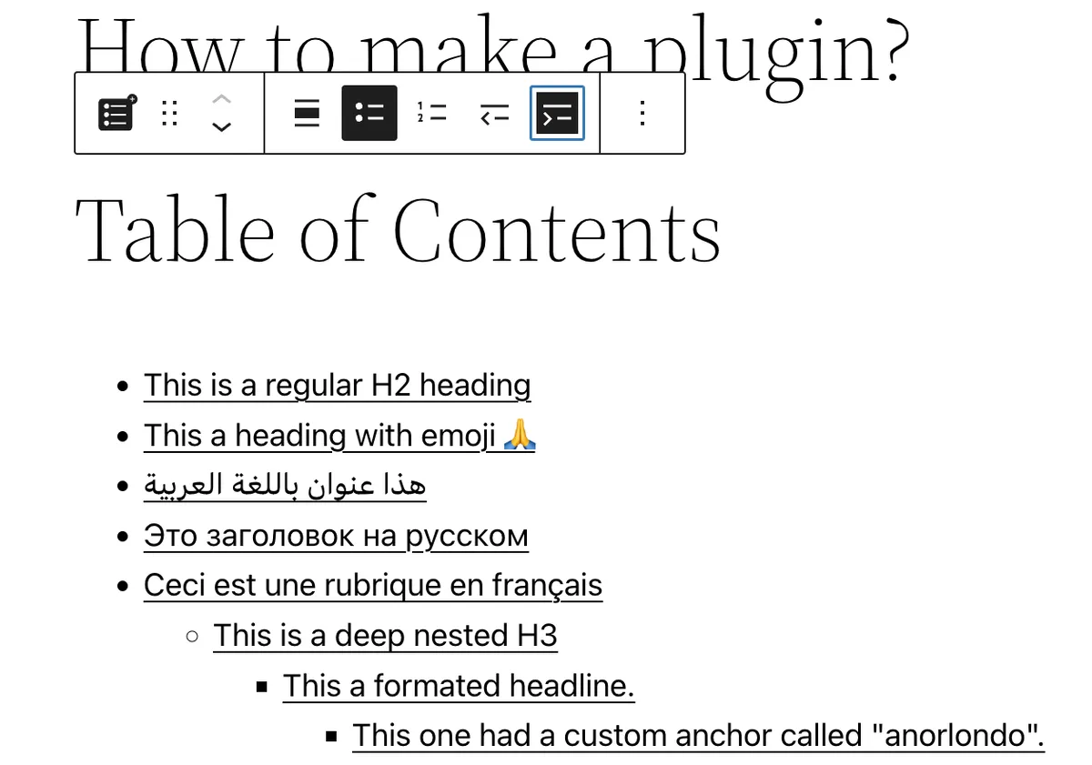 SimpleTOC – Table of Contents Block ekran görüntüsü 1