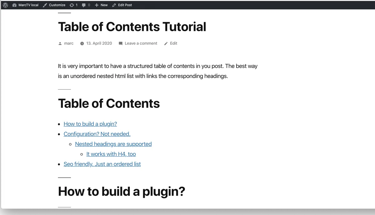 SimpleTOC – Table of Contents Block ekran görüntüsü 2