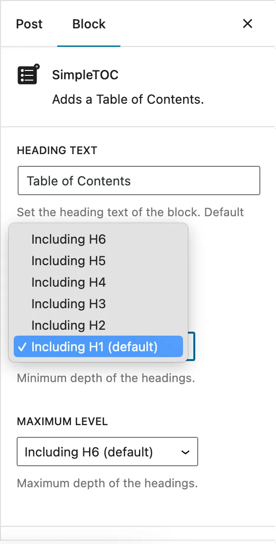 SimpleTOC – Table of Contents Block ekran görüntüsü 4