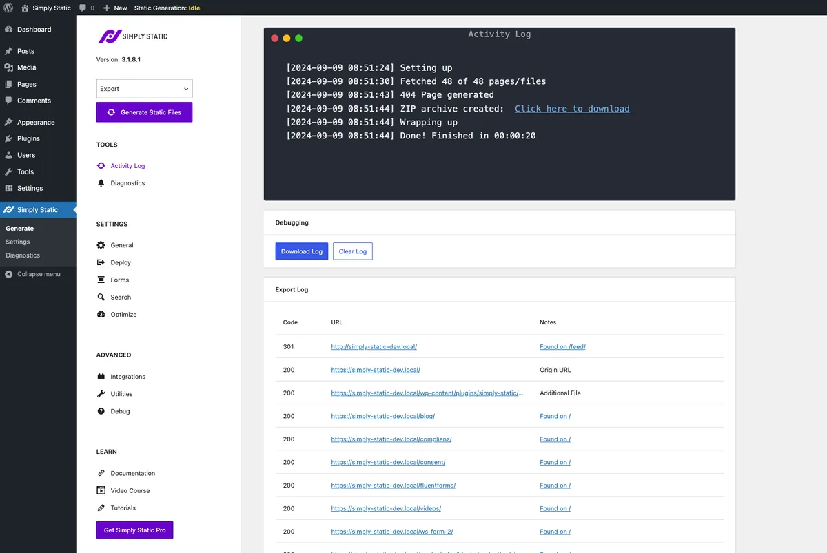 Simply Static – The Static Site Generator ekran görüntüsü 1