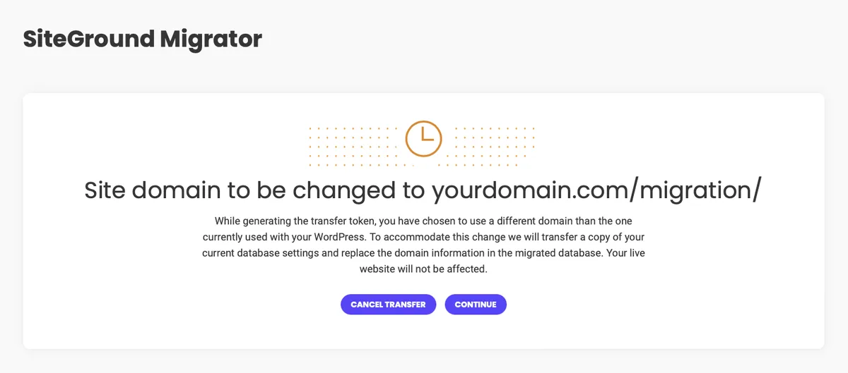 SiteGround Migrator ekran görüntüsü 2