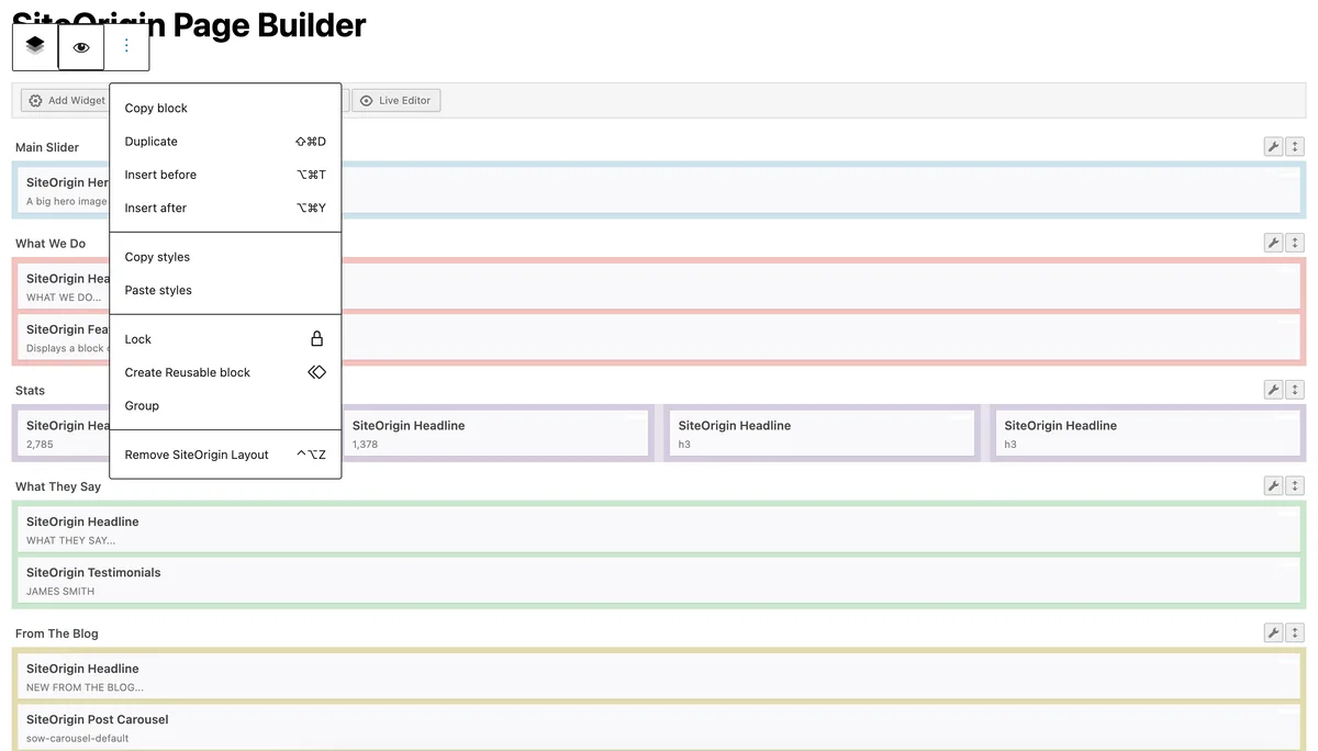 Page Builder by SiteOrigin ekran görüntüsü 2