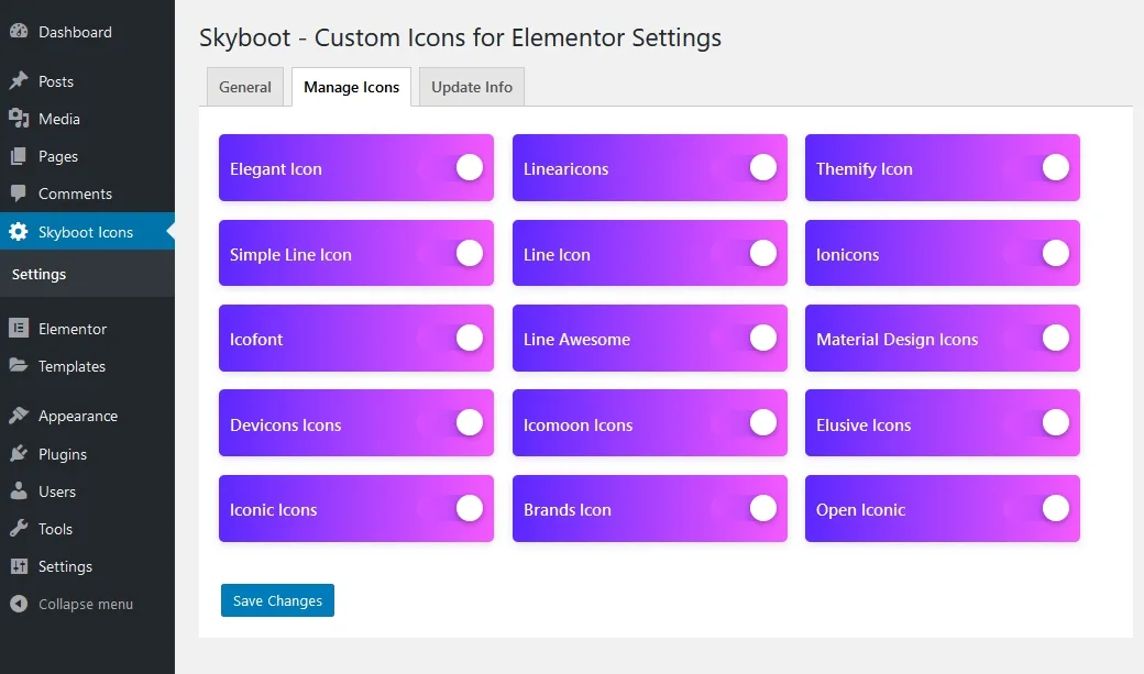 Skyboot Custom Icons for Elementor – Elementor Icons library – 14300+ Icons ekran görüntüsü 1