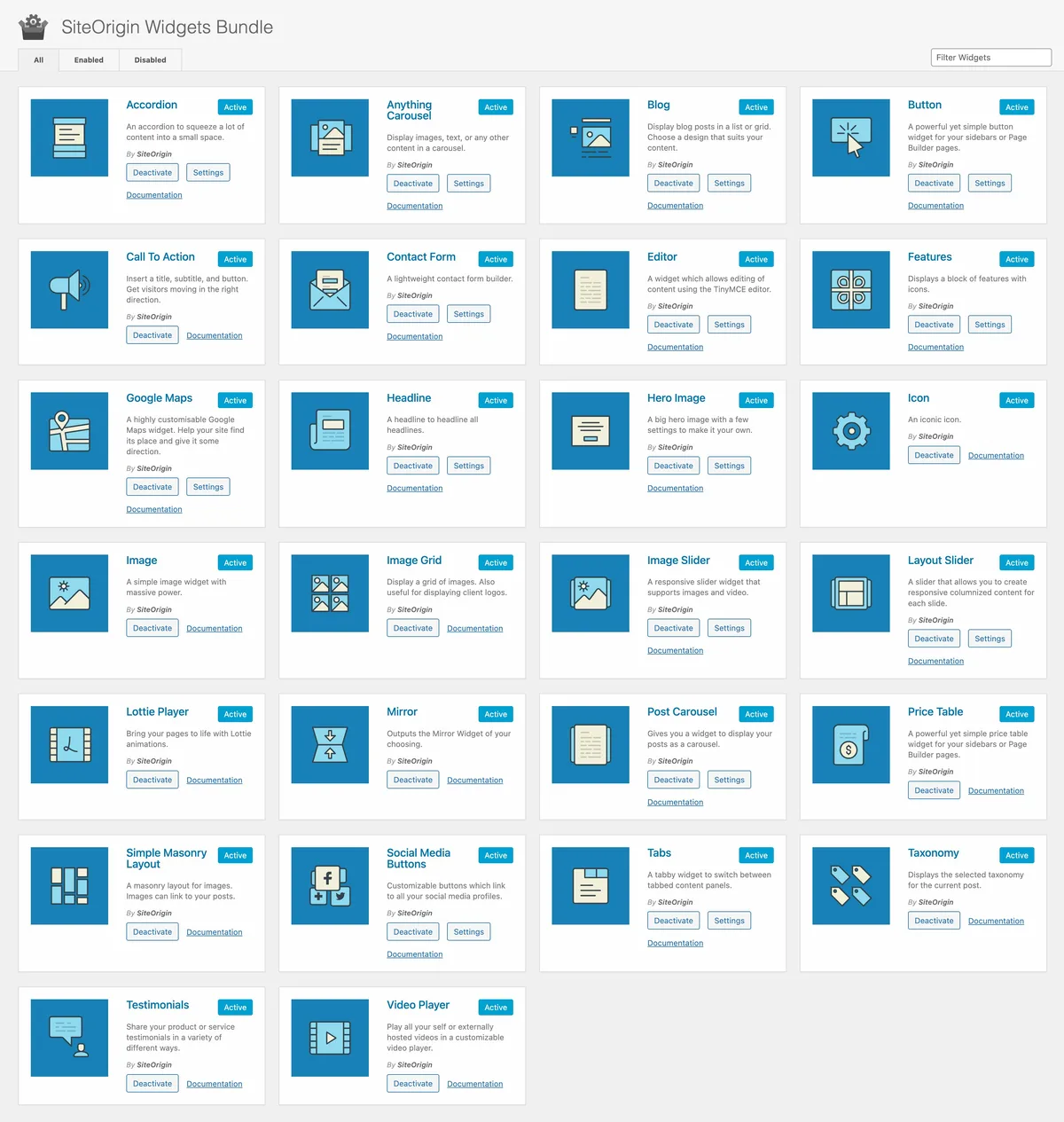 SiteOrigin Widgets Bundle ekran görüntüsü 1