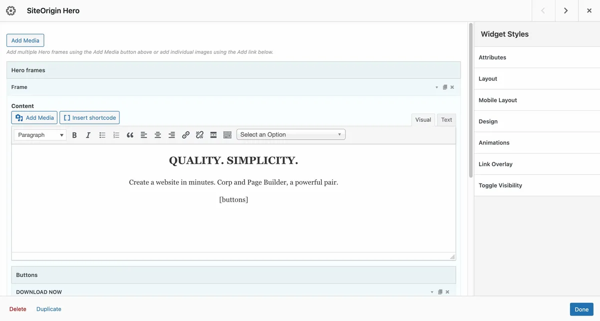 SiteOrigin Widgets Bundle ekran görüntüsü 3