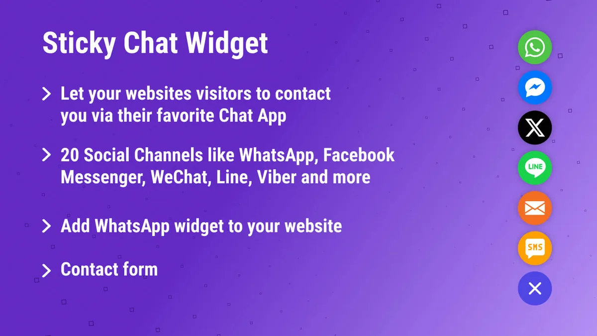 Sticky Chat Widget – Floating Chat Icons, Contact Form, Call, Click to Chat, Email & Message Buttons ekran görüntüsü 1
