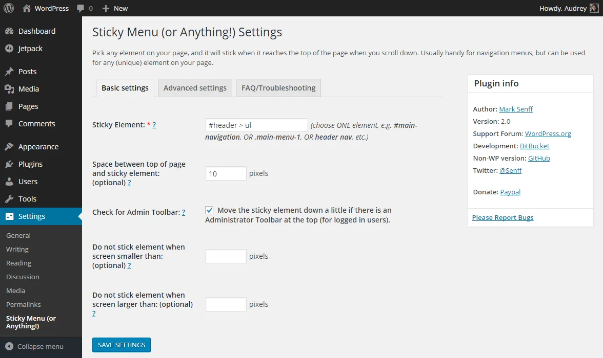 Sticky Menu & Sticky Header ekran görüntüsü 1