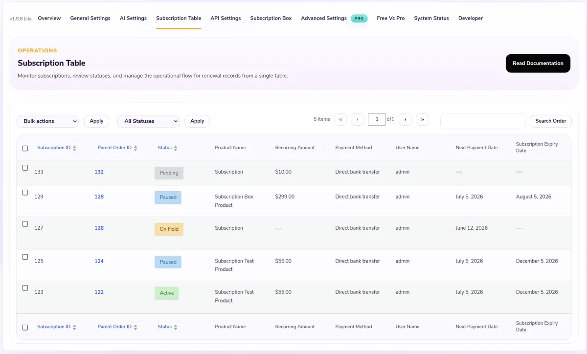 Subscriptions for WooCommerce ekran görüntüsü 2