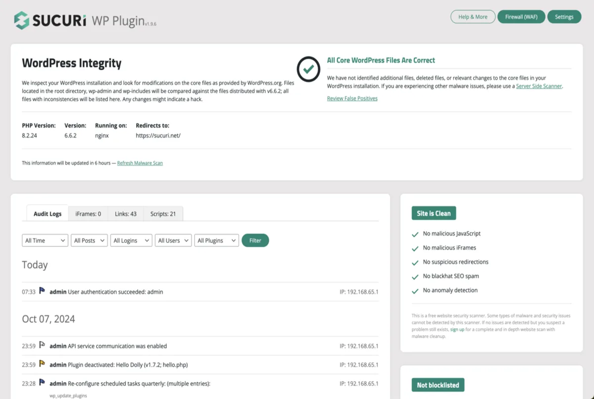 Sucuri Security – Auditing, Malware Scanner and Security Hardening ekran görüntüsü 2