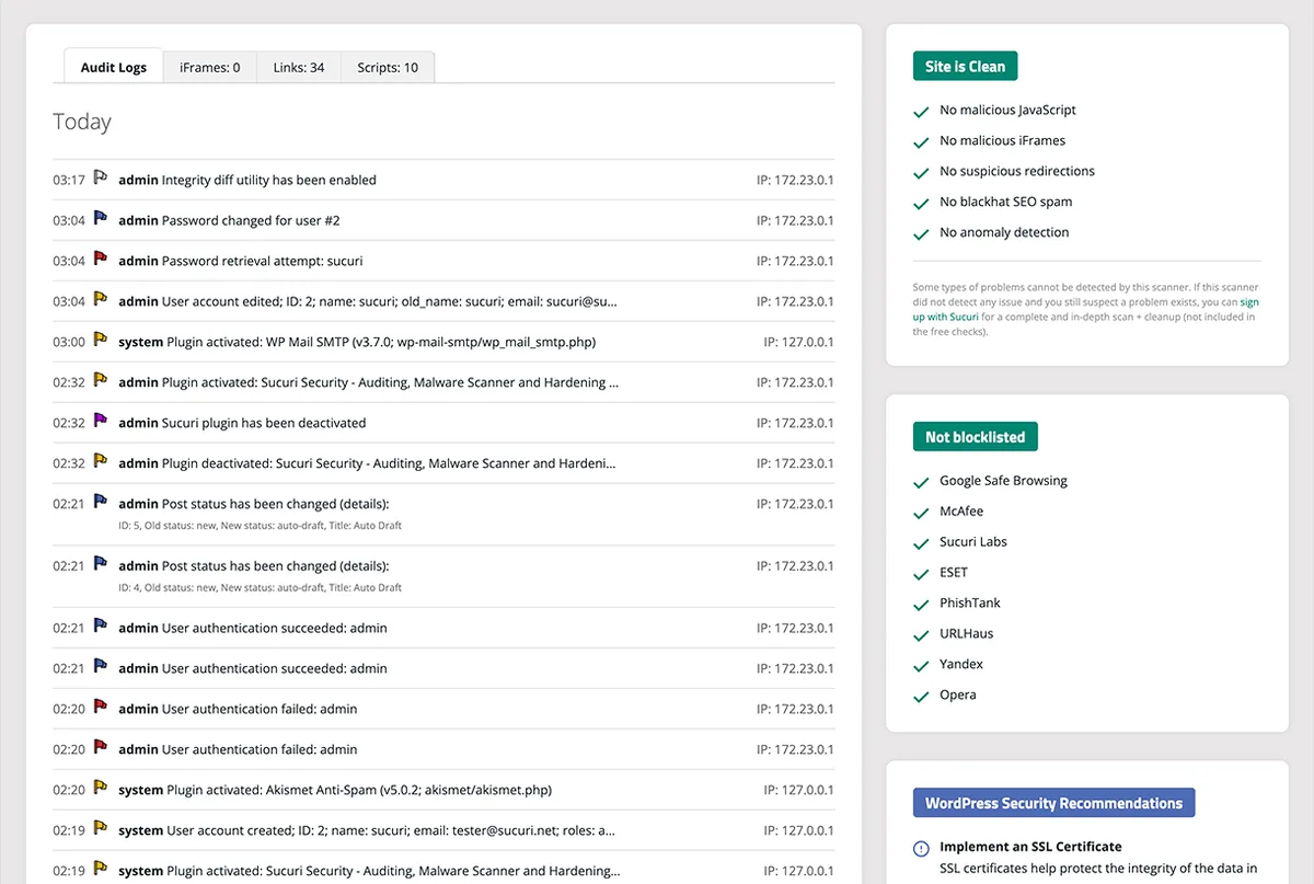 Sucuri Security – Auditing, Malware Scanner and Security Hardening ekran görüntüsü 4