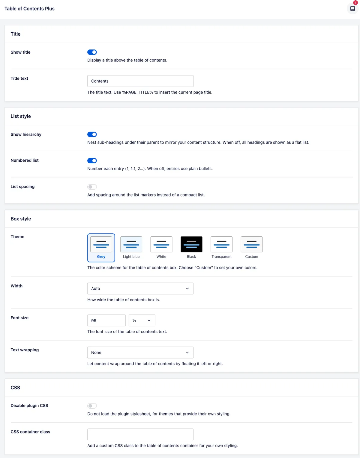 Table of Contents Plus – Automatic Table of Contents for Posts & Pages ekran görüntüsü 3
