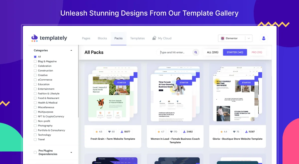 Templately – Elementor & Gutenberg Template Library: 6500+ Free & Pro Ready Templates And Cloud! ekran görüntüsü 3