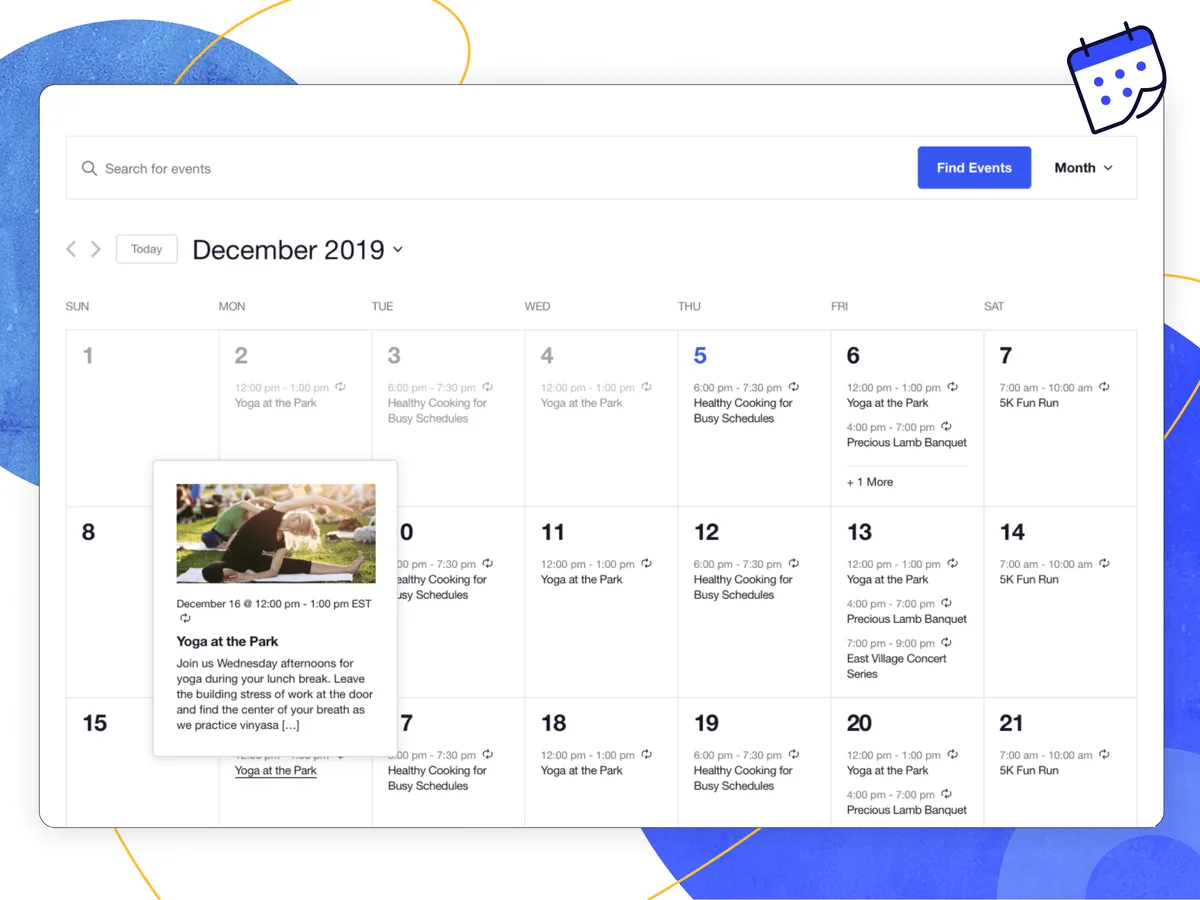 The Events Calendar ekran görüntüsü 1