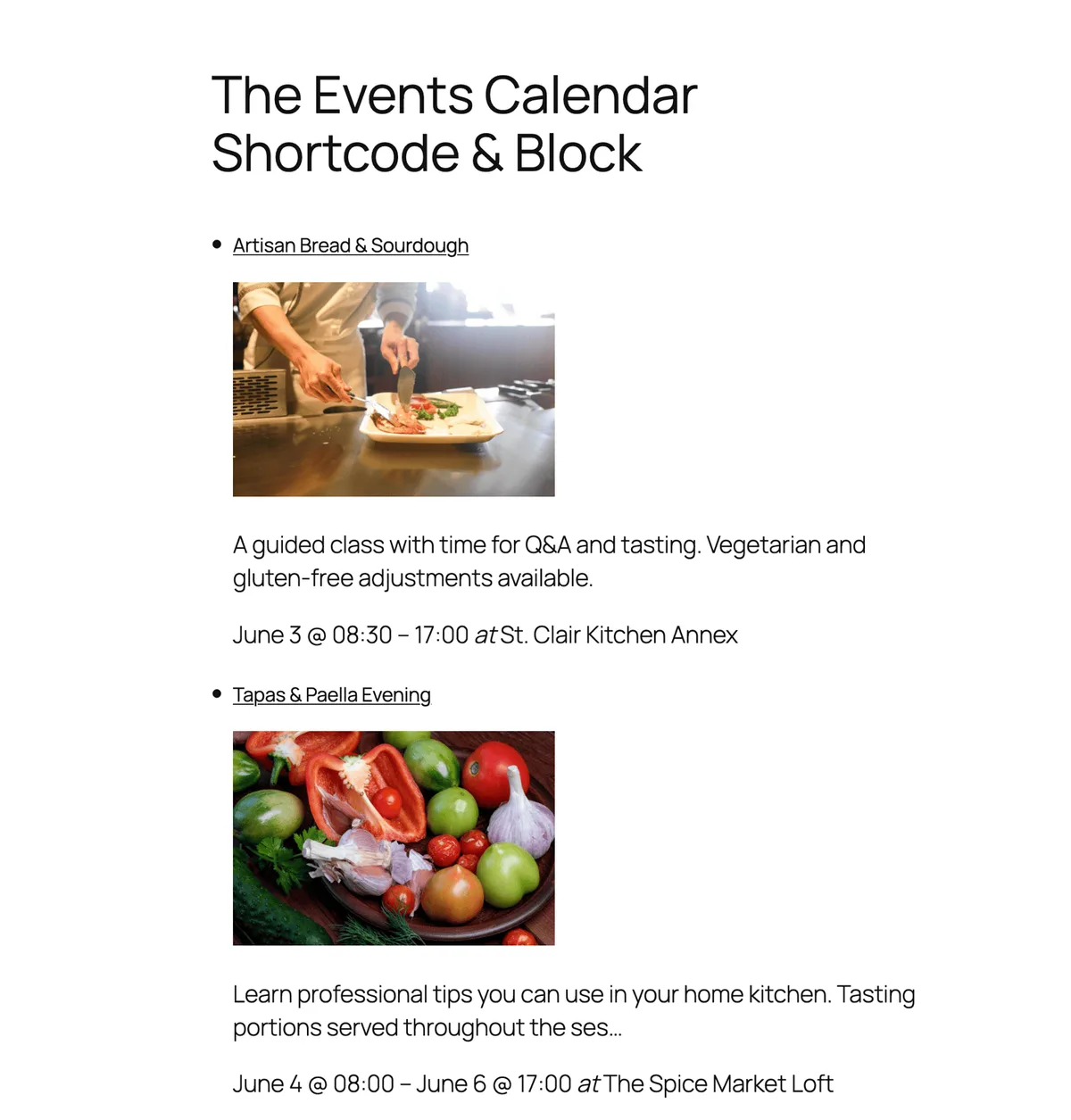 The Events Calendar Shortcode & Block ekran görüntüsü 1