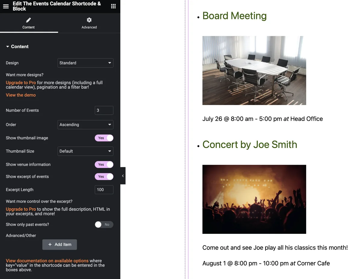 The Events Calendar Shortcode & Block ekran görüntüsü 3