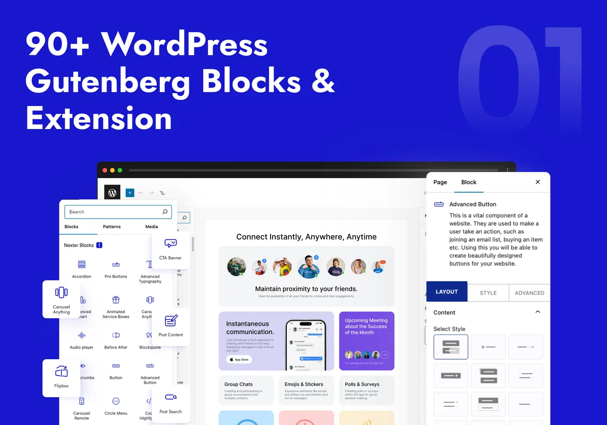 Nexter Blocks – Gutenberg Blocks, Page Builder & AI Website Builder ekran görüntüsü 1