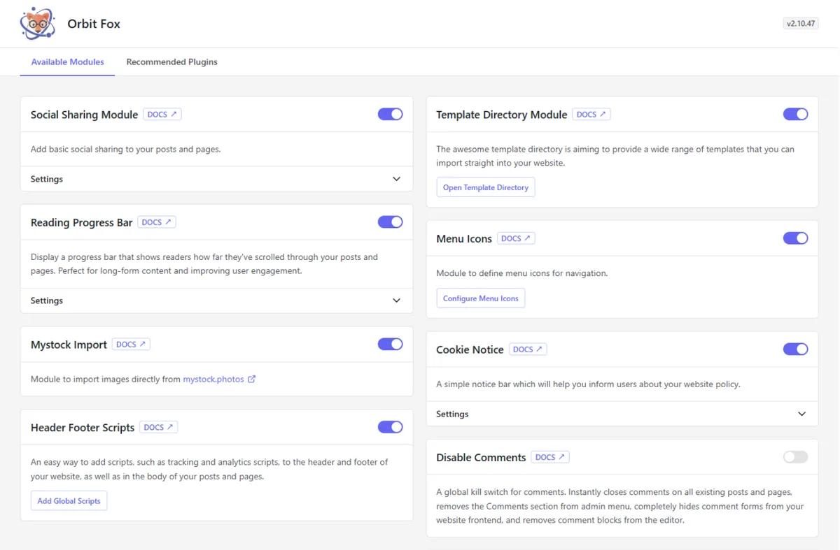 Orbit Fox: Duplicate Page, Menu Icons, SVG Support, Cookie Notice, Custom Fonts & More ekran görüntüsü 1