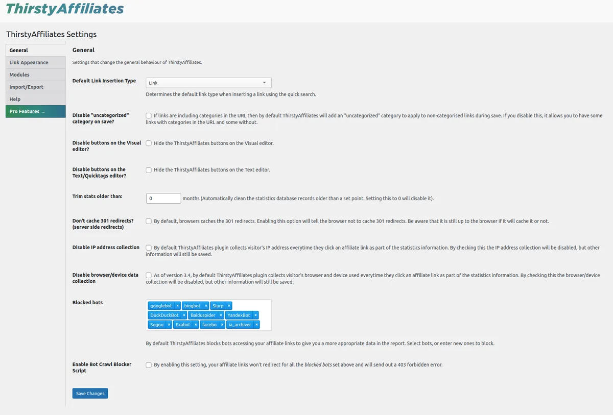 ThirstyAffiliates – Affiliate Links, Link Branding, Link Tracking & Marketing Plugin ekran görüntüsü 3