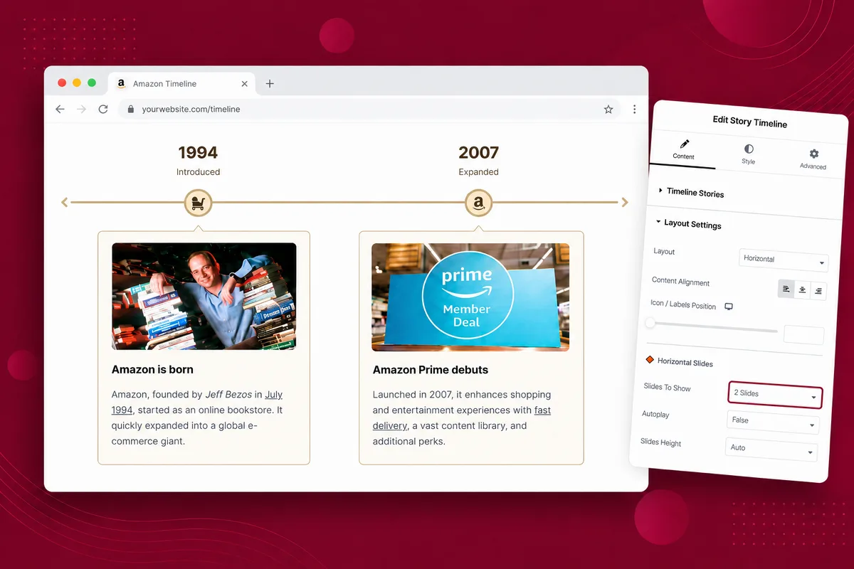 Timeline Widget For Elementor (Elementor Timeline, Vertical & Horizontal Timeline) ekran görüntüsü 2