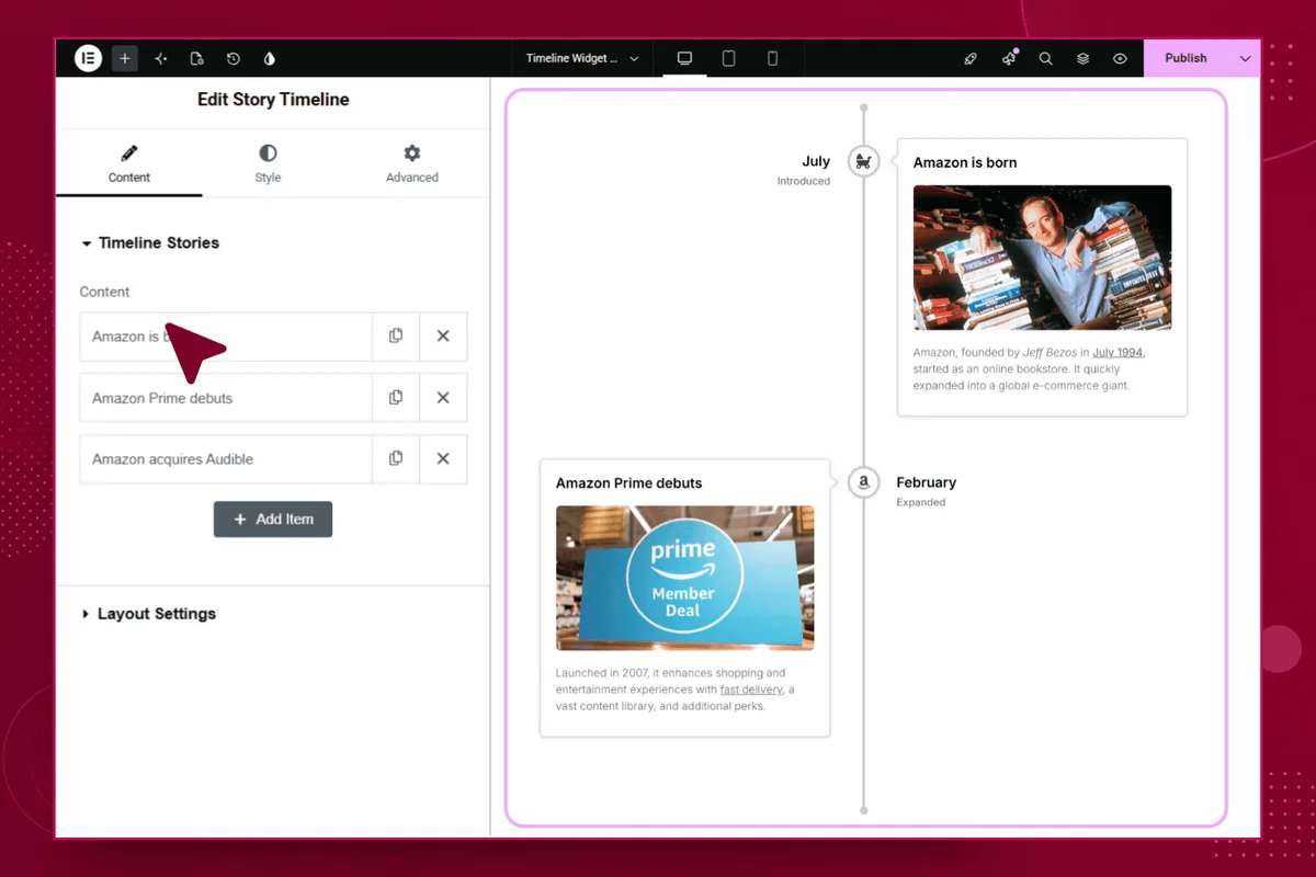 Timeline Widget For Elementor (Elementor Timeline, Vertical & Horizontal Timeline) ekran görüntüsü 4