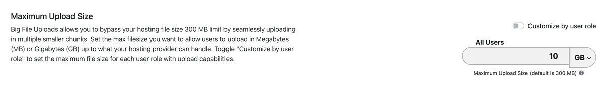 Big File Uploads – Increase Maximum File Upload Size ekran görüntüsü 1
