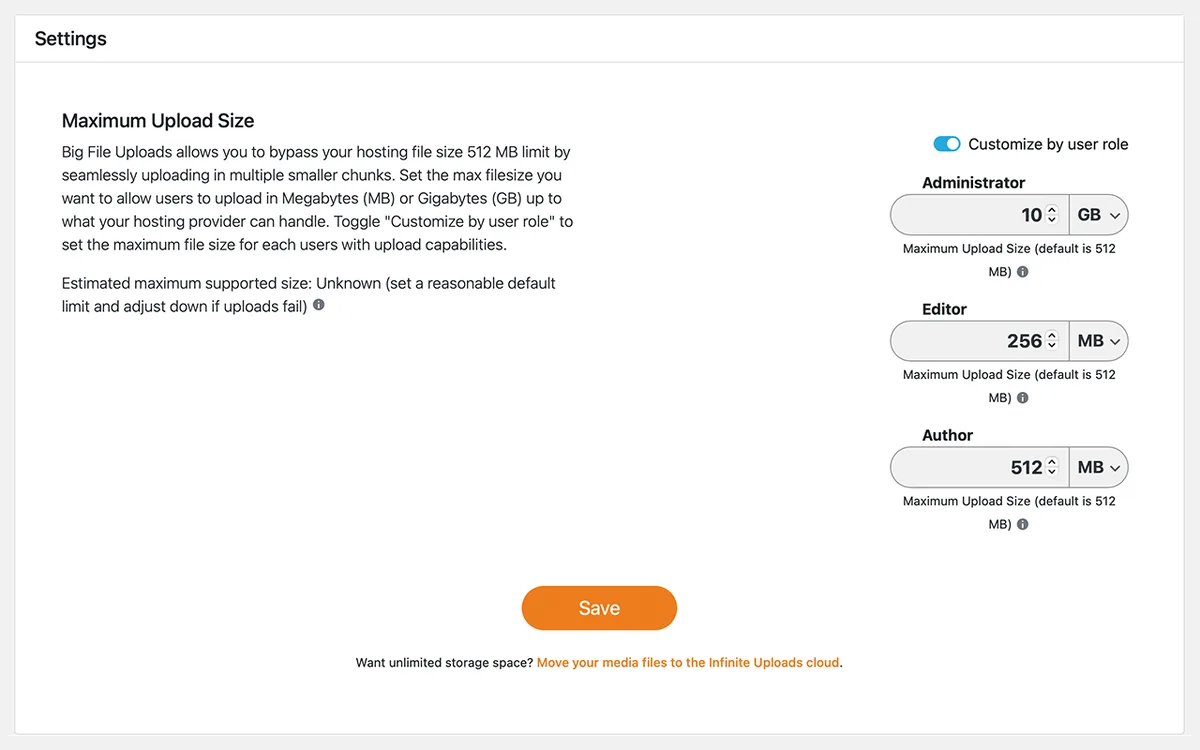 Big File Uploads – Increase Maximum File Upload Size ekran görüntüsü 2