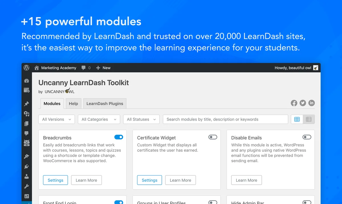 Uncanny Toolkit for LearnDash ekran görüntüsü 1