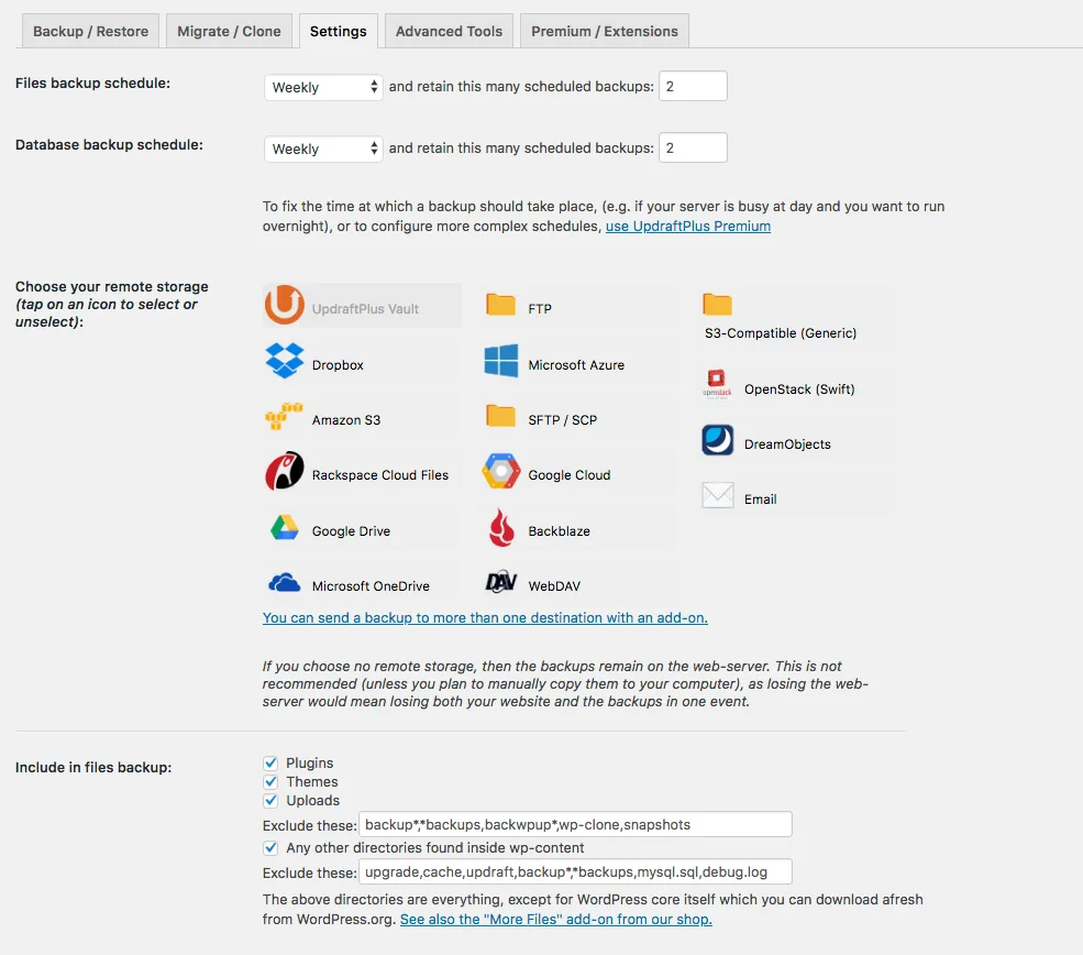 UpdraftPlus: WP Backup & Migration Plugin ekran görüntüsü 2