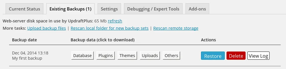 UpdraftPlus: WP Backup & Migration Plugin ekran görüntüsü 4