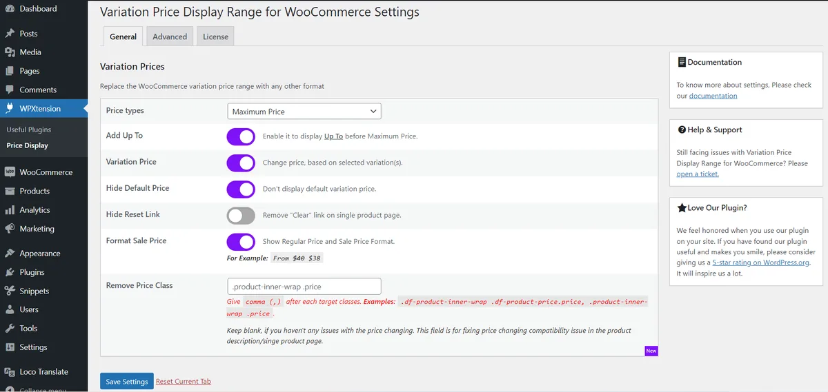 Variation Price Display Range for WooCommerce ekran görüntüsü 2