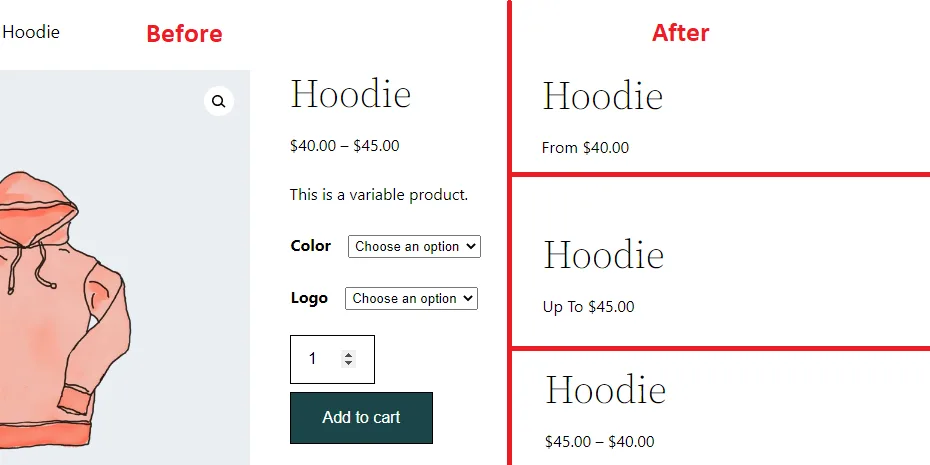 Variation Price Display Range for WooCommerce ekran görüntüsü 3