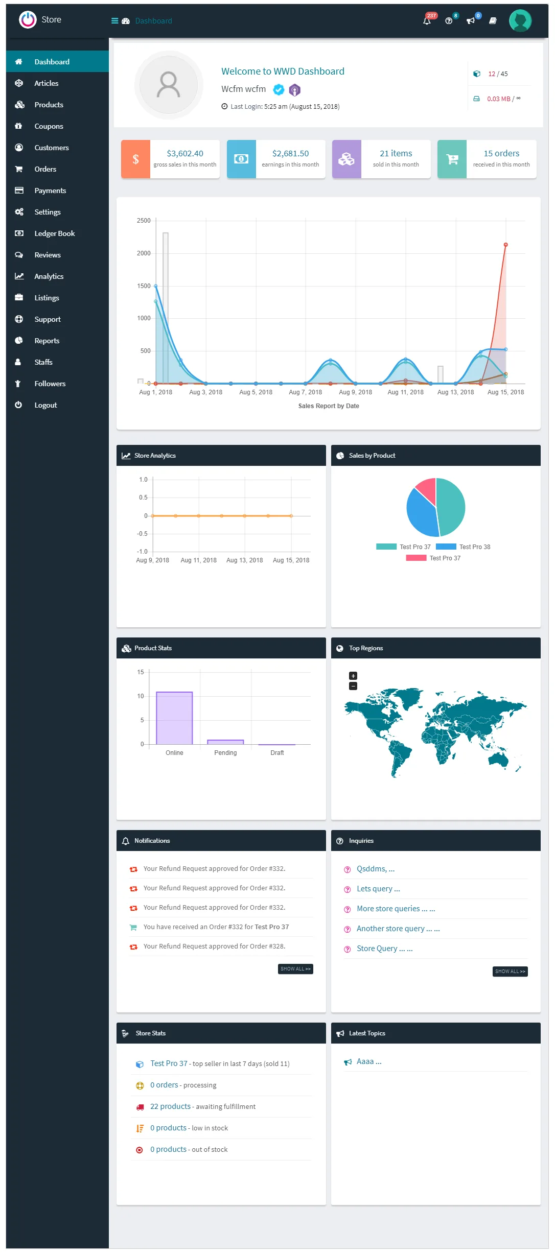 WCFM Marketplace – Multivendor Marketplace for WooCommerce ekran görüntüsü 3