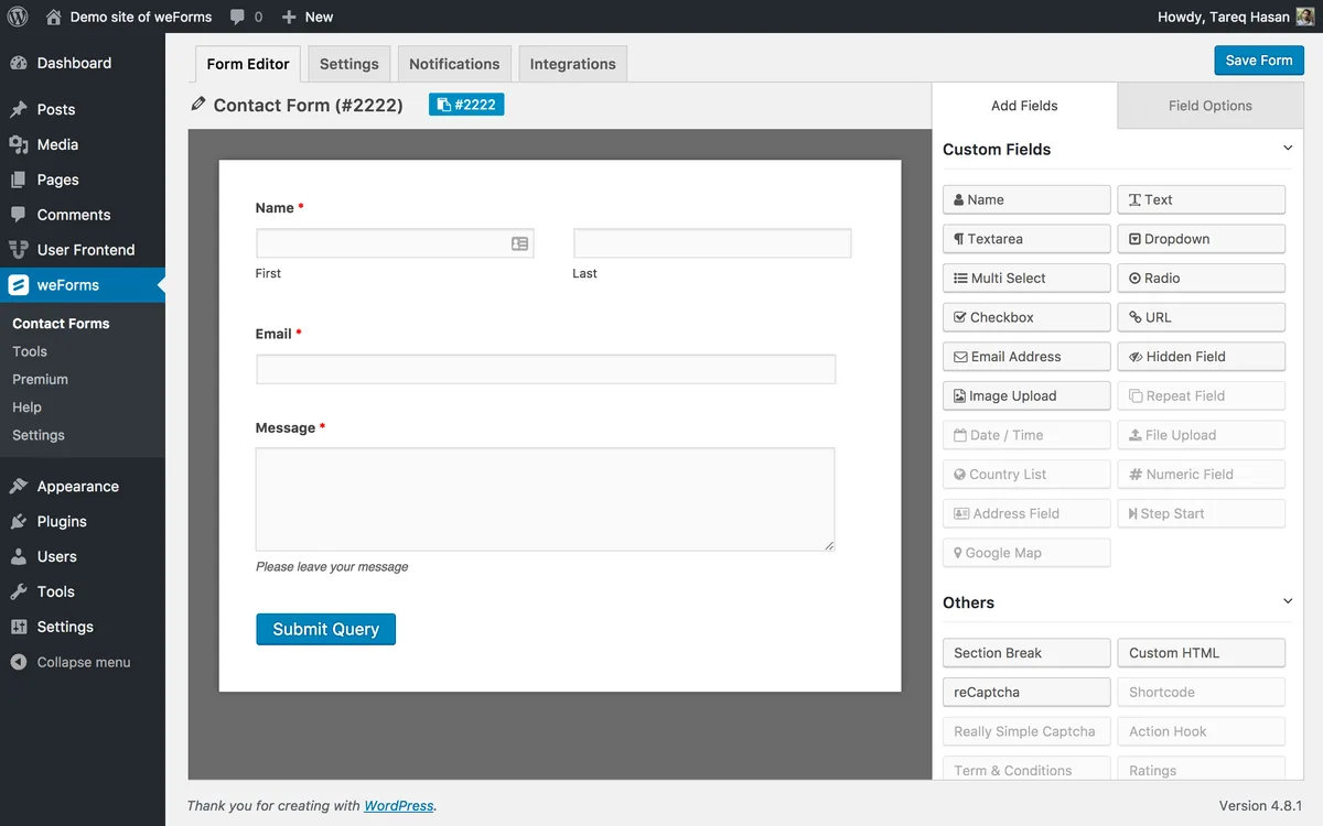 weForms – Easy Drag & Drop Contact Form Builder For WordPress ekran görüntüsü 4