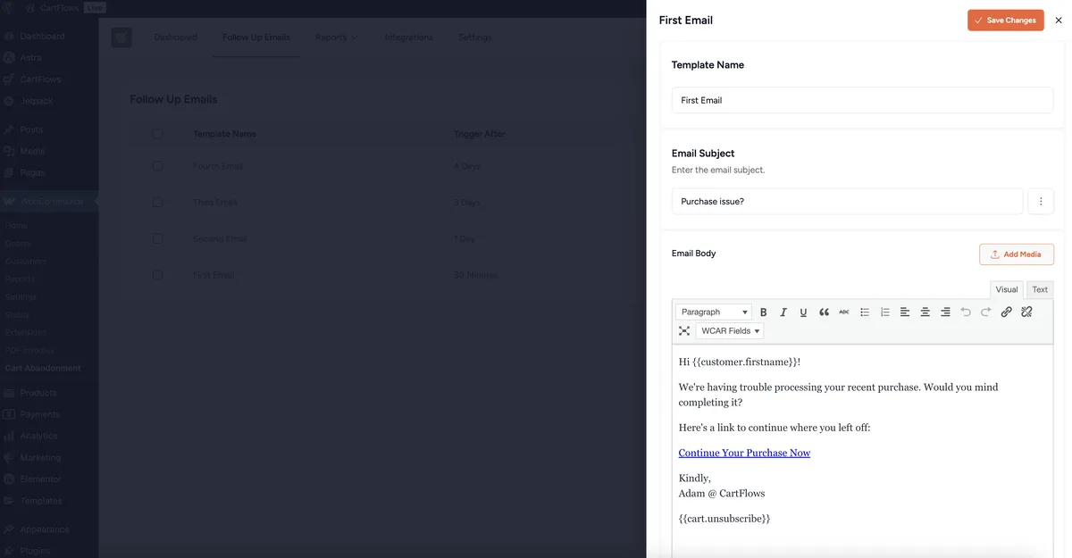 Cart Abandonment Recovery for WooCommerce – Recover Lost Sales with Automated Emails ekran görüntüsü 3