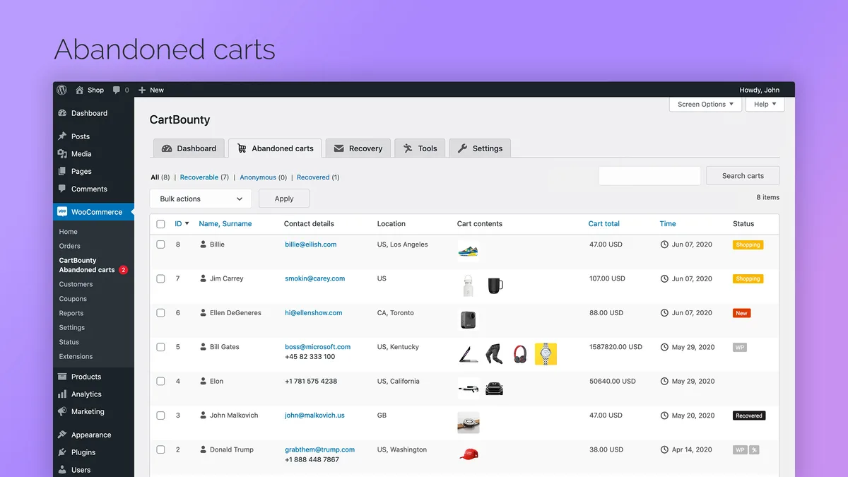 CartBounty – Save and recover abandoned carts for WooCommerce ekran görüntüsü 2