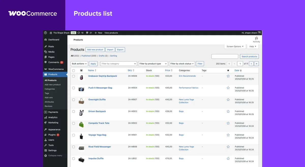 WooCommerce ekran görüntüsü 2