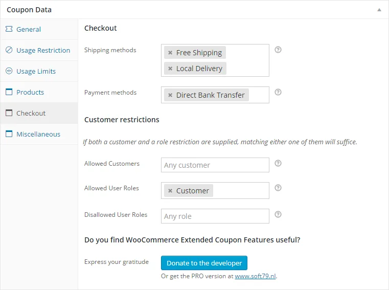 Extended Coupon Features for WooCommerce FREE ekran görüntüsü 4