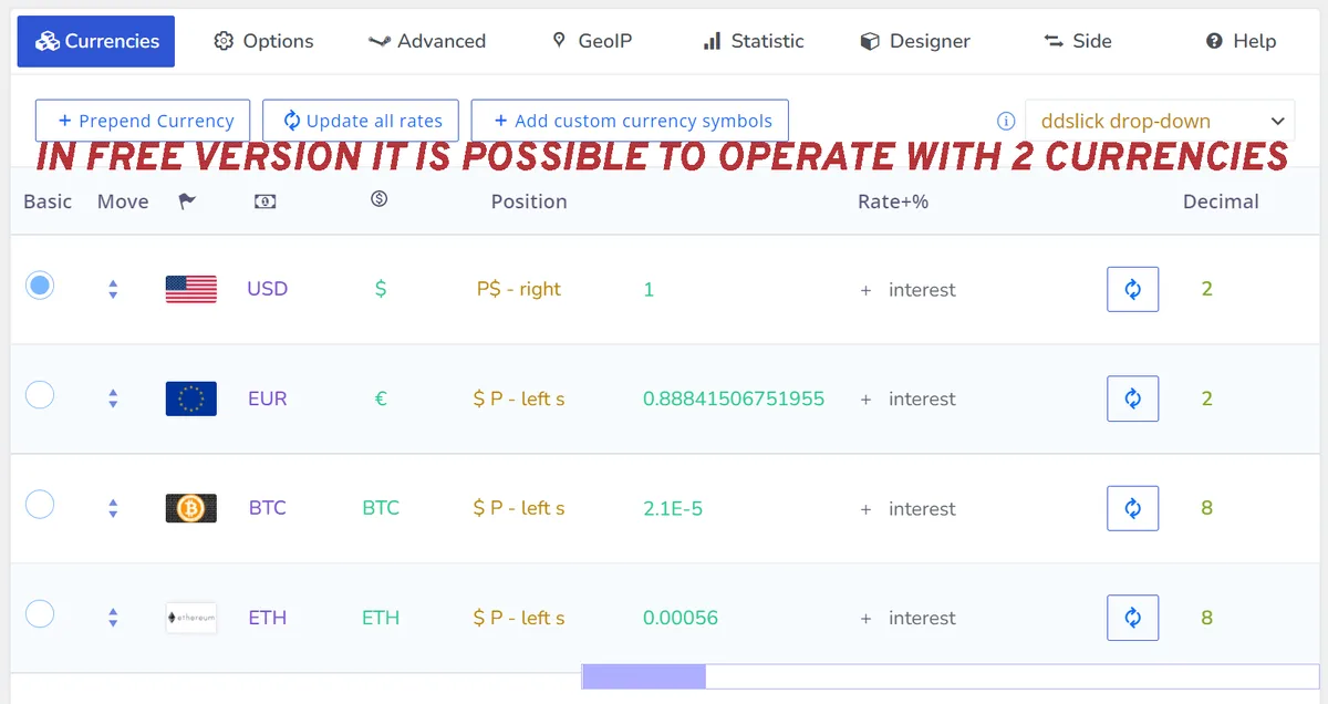FOX – Currency Switcher Professional for WooCommerce ekran görüntüsü 1