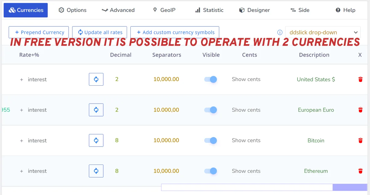 FOX – Currency Switcher Professional for WooCommerce ekran görüntüsü 2