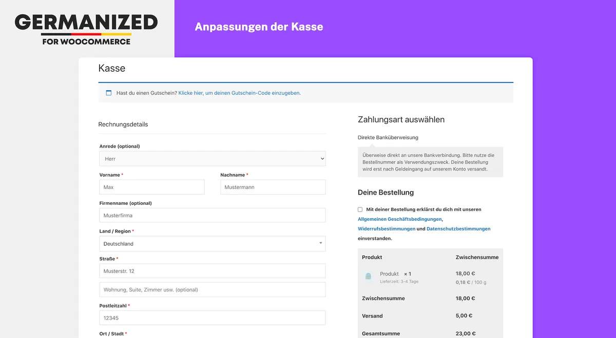 Germanized for WooCommerce ekran görüntüsü 1