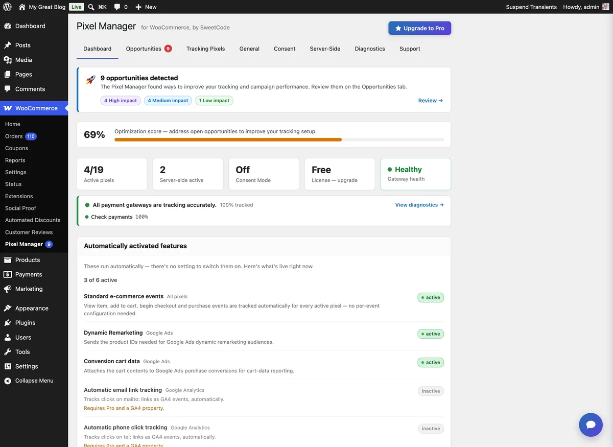 Pixel Manager for WooCommerce – Conversion Tracking, Google Ads, GA4, TikTok, Dynamic Remarketing ekran görüntüsü 1