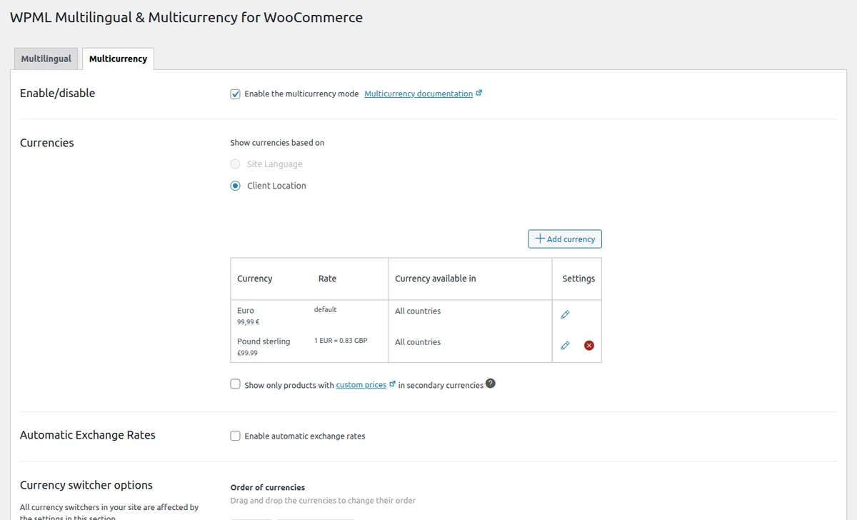 WPML Multilingual & Multicurrency for WooCommerce ekran görüntüsü 2